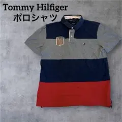 Tommy Hilfiger ポロシャツ グレーボーダー L ヴィンテージ