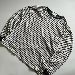 00's Eddie Bauer ボーダーロンT ネイビー×ホワイト 白タグ