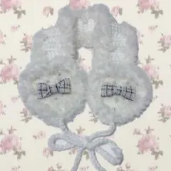 ♡イヤーマフ ハート リボン 手編み ホワイト♡