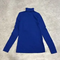 【美品】UNIQLO エクストラファイン秋冬タートルネックセーター XL青長袖