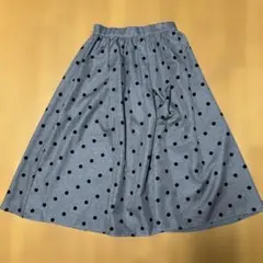 グレー ドット柄 ロングスカート　水玉　Lサイズ