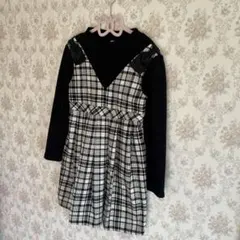 エニィファムチェック柄の長袖ワンピース130サイズ