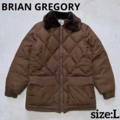 80s BRIAN GREGORY ブラウン キルティングダウン ファー襟付き