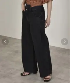 w closet 斜めウエストデニムパンツ　サイズ Free ブラック