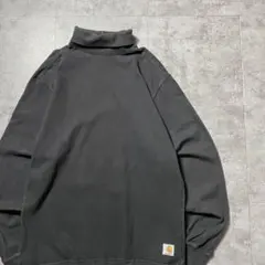 carhartt タートルネック　ラベルロゴ　ブラック　Tシャツ　ロンT