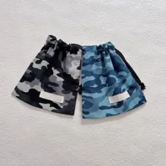 コップ袋 ミニ巾着 男の子 迷彩 カモフラ 黒 グレー 青