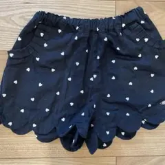 petit main ハート柄 スカラップ ショートパンツ 90 ネイビー