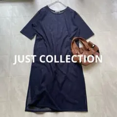JUST COLLECTION メッシュニットワンピース ロング　ネイビー Fのサムネイル