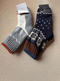 【新品】KEYUCA ケユカ 靴下 2足セット ペア ウール混 ノルディック柄