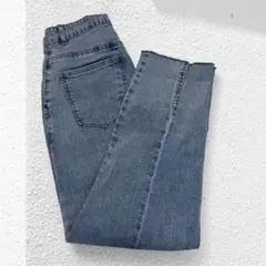 【未使用】 裾スリット デニムパンツ 美脚デニム スリットデニム ブルー
