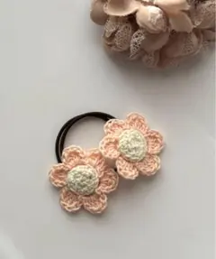 644☆ハンドメイドヘアゴム 子供キッズ　ベビーピンク　桜