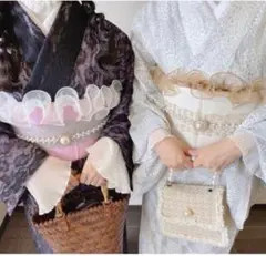 帯揚げ 浴衣フリル レース オーガンジー パール風 チュール 着物 袴 振袖 白