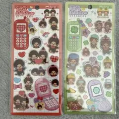 平成はっぴーフォン　シール ステッカー　モンチッチ　2点セット