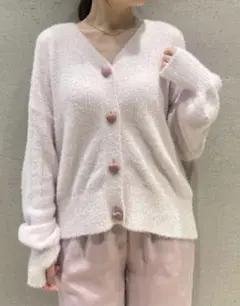 PINK フェザーリブカーディガン