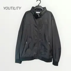 YOUTILITY☆収納フード付き 黒ブルゾン/LL