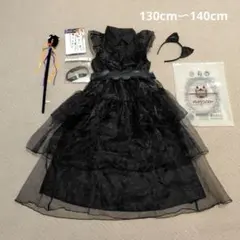 ハロウィン コスプレ 衣装 黒 ドレス チョーカー 猫耳 ステッキ
