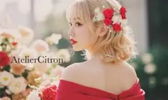髪飾り 結婚式 成人式 赤薔薇 シルバーカラー クリアダイヤヘッドドレス ローズ
