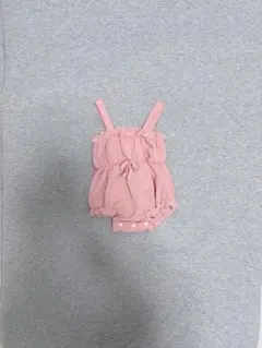【ベビー/60㎝】ピンク フリルロンパース