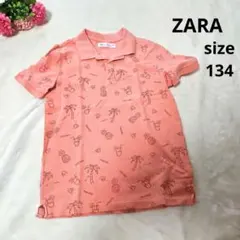 【かわいい☆ZARA KIDS】オレンジ　ヤシ柄　パイナップル　半袖ポロシャツ