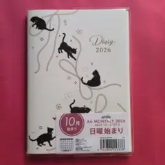 スケジュール帳　手帳　2026年 A6　ねこ　白のサムネイル