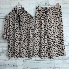☆美品☆ナラカミーチェ　セットアップブラウススカート　フラワー総柄　XL