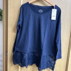 新品！スタディオクリップ 裾レースロングスリーブクルーネックインナー