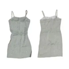 キャミワンピース 綿 麻 Sサイズ 花柄 刺繍 グリーン