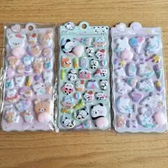 ★3種類セット★ おしりシール　ぷにぷに　3D 立体　マシュマロ　アニマル