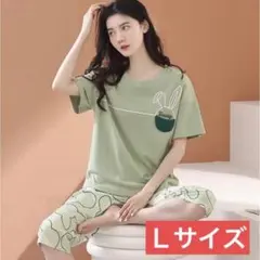 レディースパジャマ（Lサイズ）上下セットルームウェア半袖ハーフパンツ076