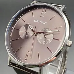 BERING 美品 新品電池 箱付き シルバー メッシュ クロノグラフ メンズのサムネイル