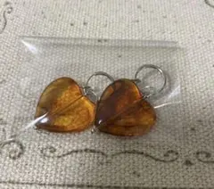 限定セール！現品限り！ベッコウ　イヤリング　シルバー　ハート　大人カジュアル