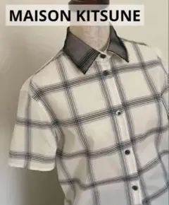 MAISON KITSUNE 半袖 チェックシャツ メッシュ襟　34のサムネイル