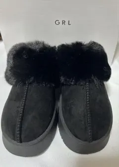 GRL ブラック ムートンブーツ スリッポン22.5cm