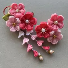 【020】つまみ細工　七五三　髪飾り　浴衣着物　和装　ピンク系