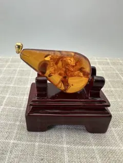 ☆天然☆ K18金具 天然琥珀 ペンダントトップ ネックレスパーツ（美品）