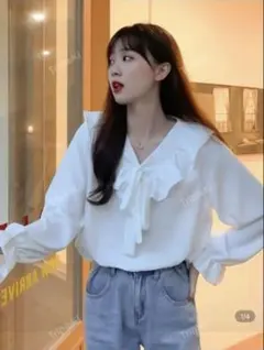 SHEIN フリル トリム ブラウス ホワイト