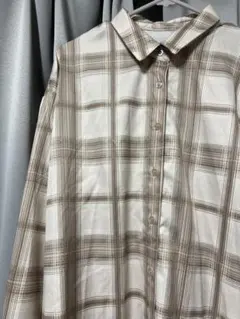 【ナイスクラップ】チェックシャツ ベージュ フリーサイズ