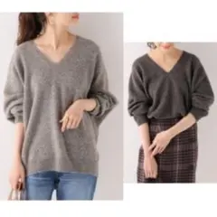 美品 IENA イエナ　ホールガーメントコクーンVネックプルオーバーMIXカラー