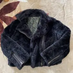 エコファー　ライダース　ジャケット　ショート丈