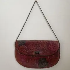 ヴィンテージ 花柄エンボス加工ショルダーバッグ
