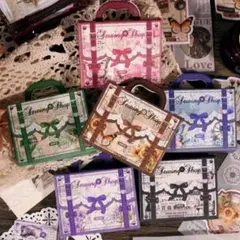 コラージュ　和紙素材　ヴィンテージトランク　ステッカー180枚