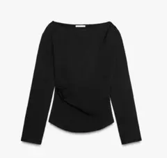 ZARA アシンメトリー ストレッチ トップス サイドジッパー ブラック