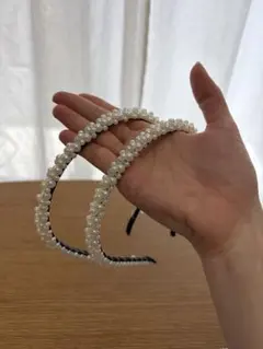 パールホワイト カチューシャ　2個セット