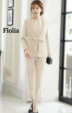 フロリア 洗える ベージュ ジャケット パンツ セットアップ スーツ フォーマル