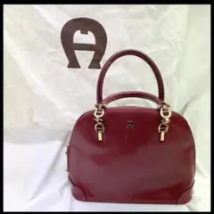 【美品】エティエンヌアイグナー 本革バッグ ワインレッド イタリア製 高級感