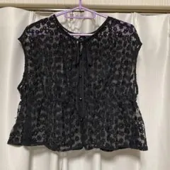 花柄レース ノースリーブ ブラウス ブラック