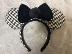 ミニー　カチューシャ　黒　千鳥柄　ディズニー