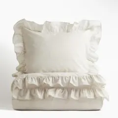 H&M Home 寝具 フリル 掛け布団 カバー ピローケース セット ベージュ