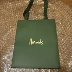 Harrods ショップ袋 緑色 ロゴ入り