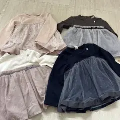 花柄チュールスカート付き長袖カットソー 100cm